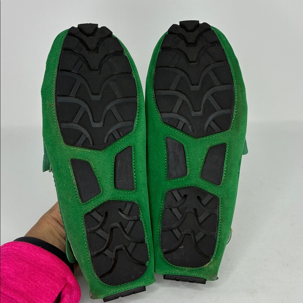Green Suede Penny Loafers for Women - Picture 9 of 10